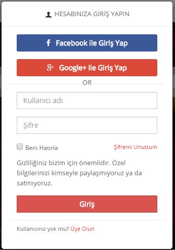 Yeni Görev - Google+ Login Sistemi